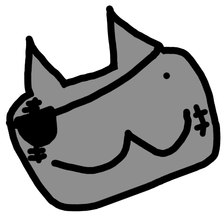 picture of a poorly drawn cat head with an eye patch